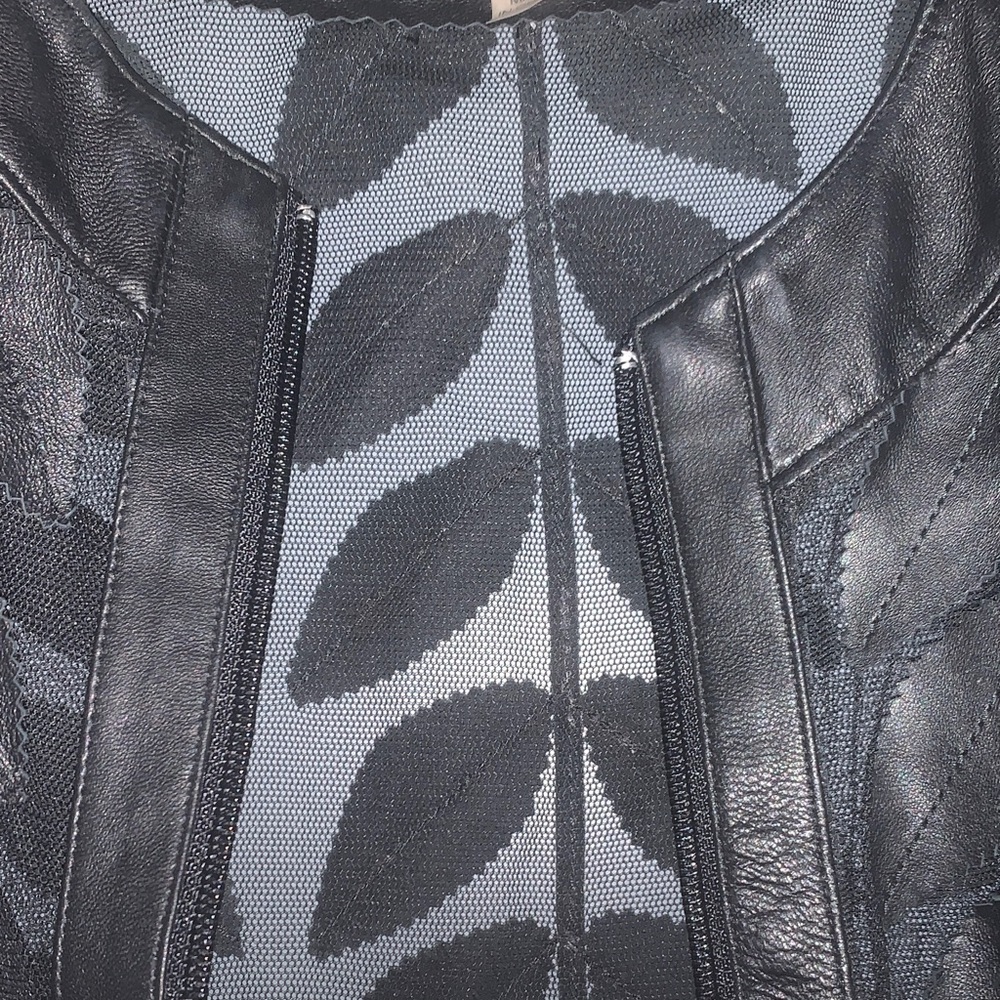 Chic Black Leaf Pattern Sheer Jacket - image 7